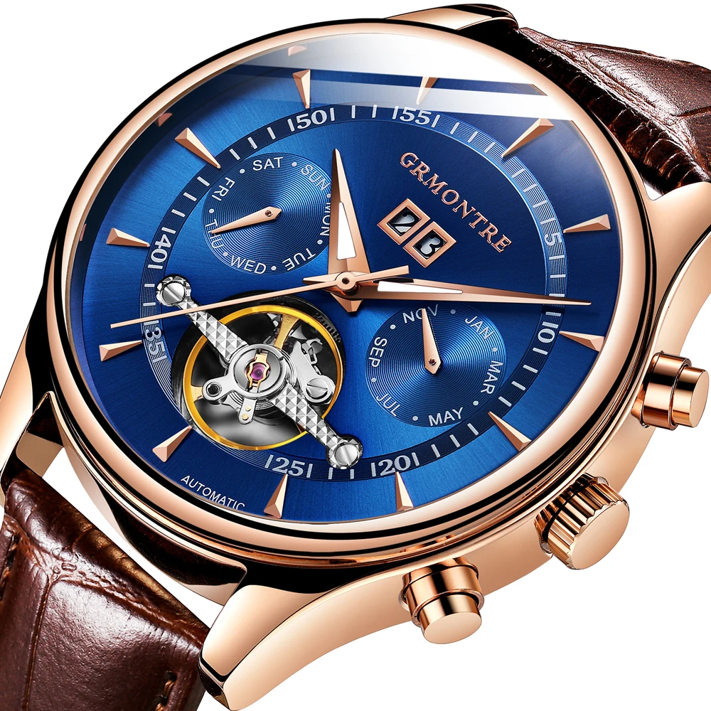Men Full automatic Mechanical Watch Tourbillon Luxury Fashion Brand ...