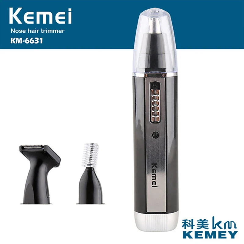 Aparador de Pêlos do Nariz Remoção do Cabelo do Nariz Corte de Cabelo Kemei Recarregável Profissional Nariz Trimer Orelha Cleaner Elétrica Máquina Km-6631