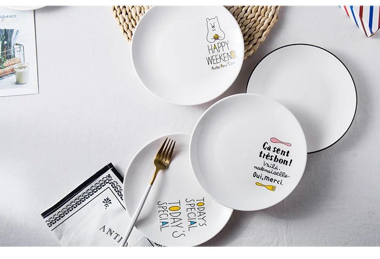 Nordic керамика пластины Творческий письмо шаблон завтрак пластины Фруктовая тарелка подходит для семья западный ресторан дропшиппинг