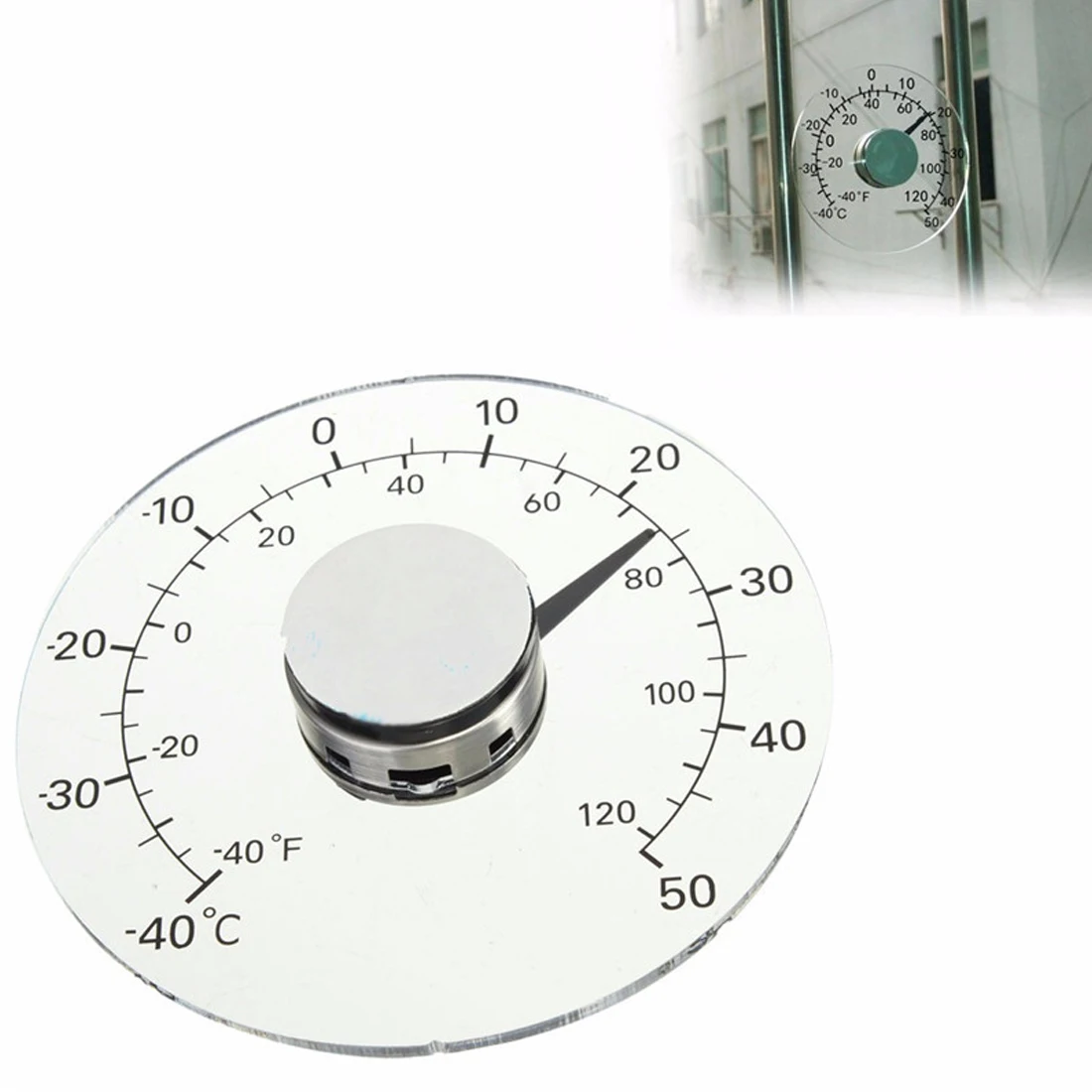 

Transparent Circular Outdoor Window Thermometer Temperature Weather Station Tool Centigrade Analog Thermometer