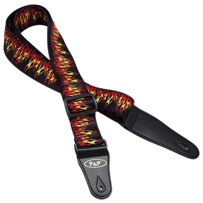 MSOR P&P Guitar Strap PU Leather Ends For Acoustic Folk Bass Black