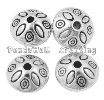 

20pcs Antique Silver Plated Rondelle with Flower Shape Bead Spacers for Jewelry Making Lead Free & Nickel Free & Cadmium Free