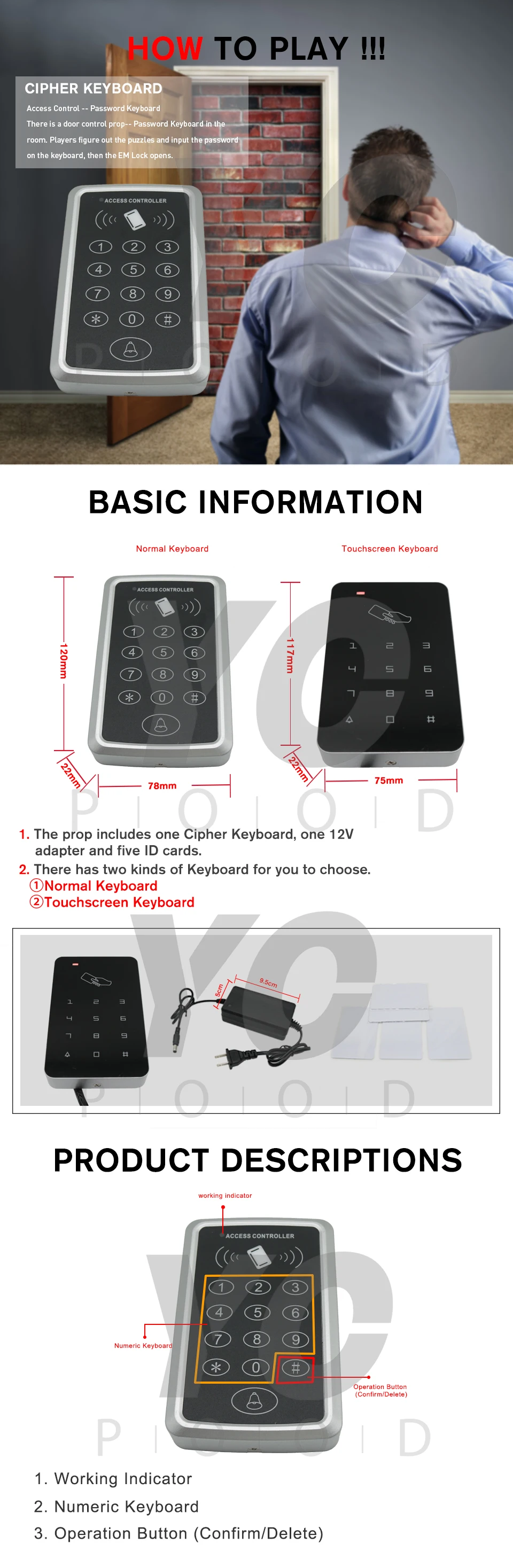 Cipher клавиатура escape комната поставки пазл с замком реквизит введите правильный пароль на клавиатуре для разблокировки использовать ID card trigger yopod