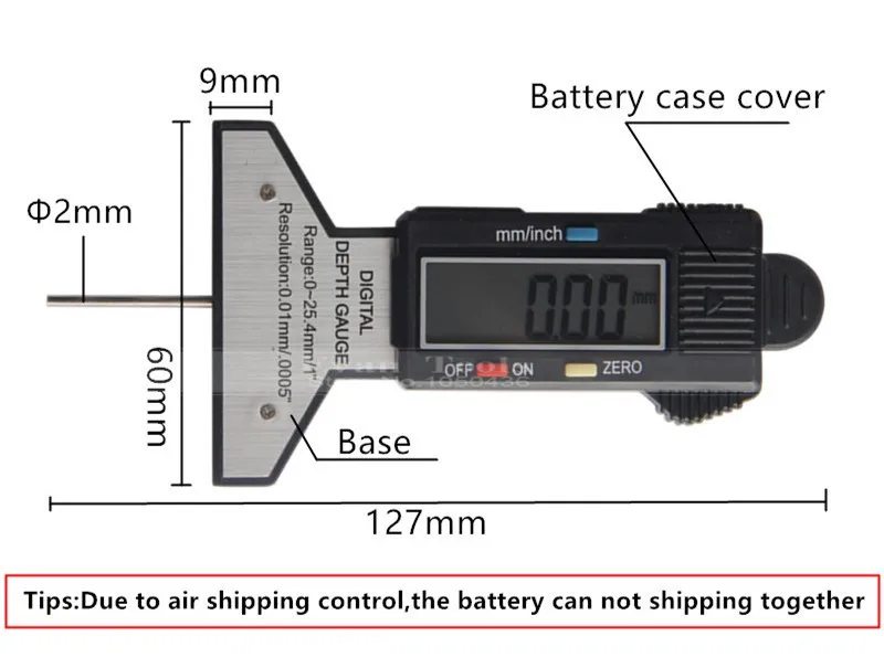 Цифровой измеритель глубины 0-25,4 мм/0,01 электронный ЖК-дисплей шины колеса протектора глубина тормоза Gage измерительные инструменты