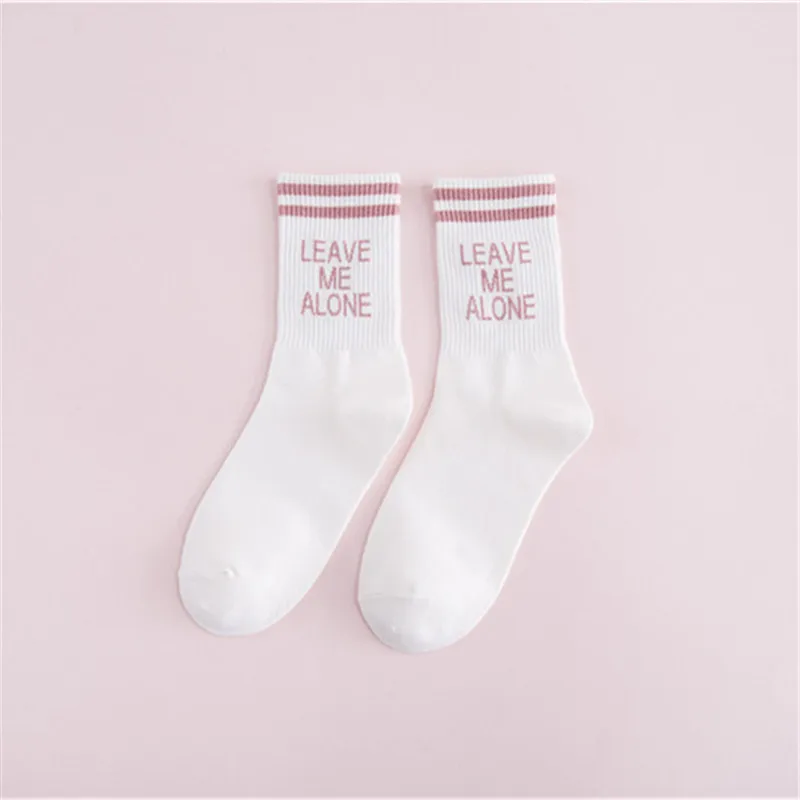 [COSPLACOOL] цвета: золотистый, серебристый, с надписью Leacve Me Alone, хлопковые носки для женщин, креативные носки для скейтборда, носки без пятки, Meias, Harajuku, уличные носки унисекс - Цвет: 1