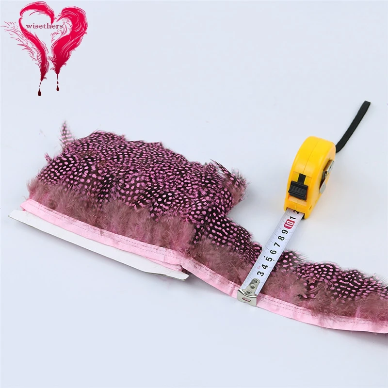 4 pink guinea fowl feather trims 5