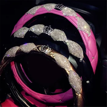 "Luxury Crystal Crown Steering Wheel Cover 1
