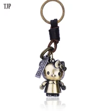 

Hello Kitty Anime Keychain Leather Alloy Love Women Key Chain Cortex Cartoon Animal Keychains Key Rings Unisex Gifts