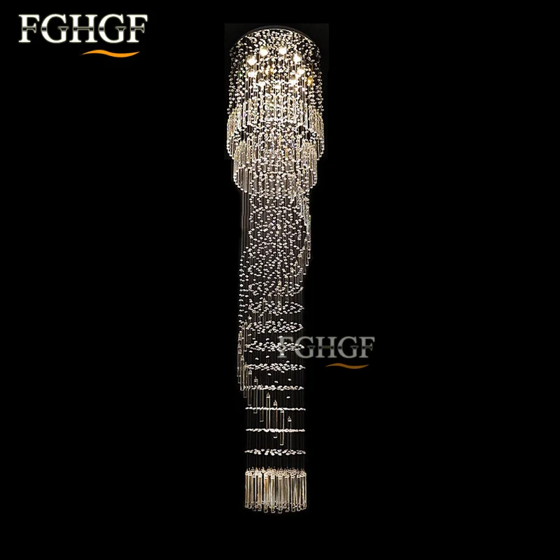 Modern Crystal Chandelier Light Lustres de cristal Chandeliers Lighting Long Stair Top K9 Crystal Lampadari Stage Lamp (1)