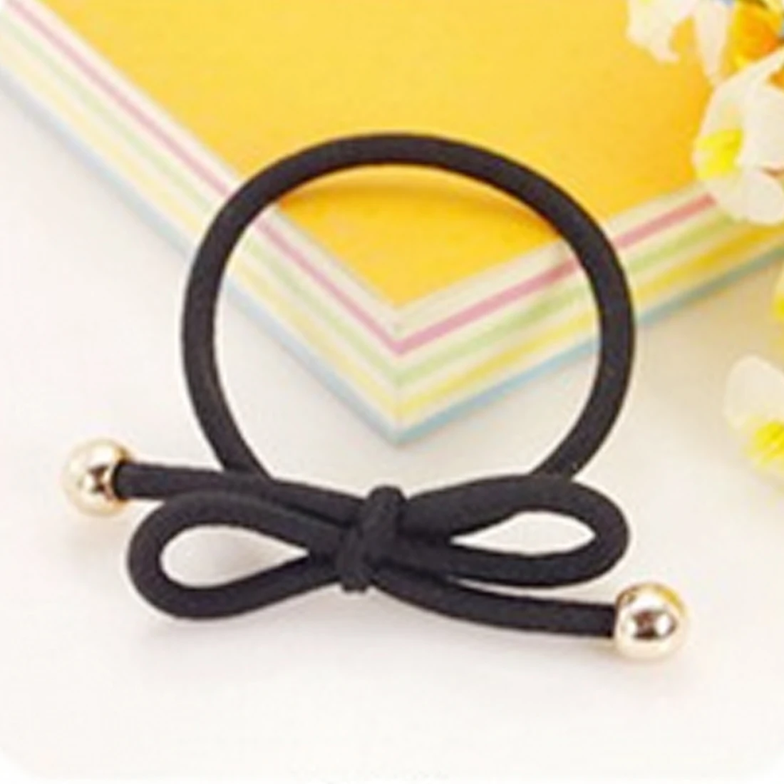 2pcs Fashion Women Elastic Hair Band Colorful Hair Tie Rope Bow Ring Rubber Ponytail Holder For Girls