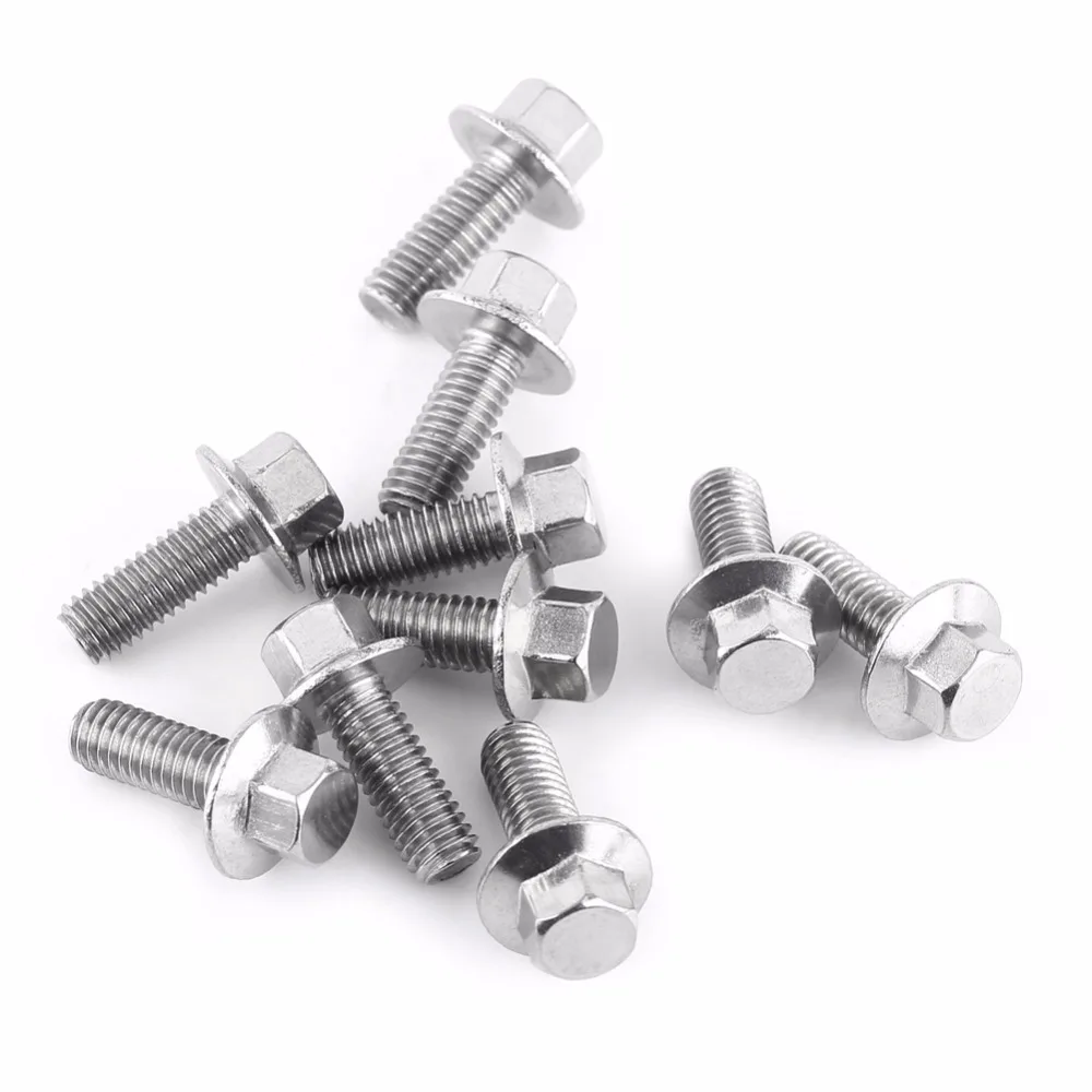 10 шт./лот болты с шестигранным фланцем из нержавеющей стали M6 SS304|washer head bolts|screw caphead