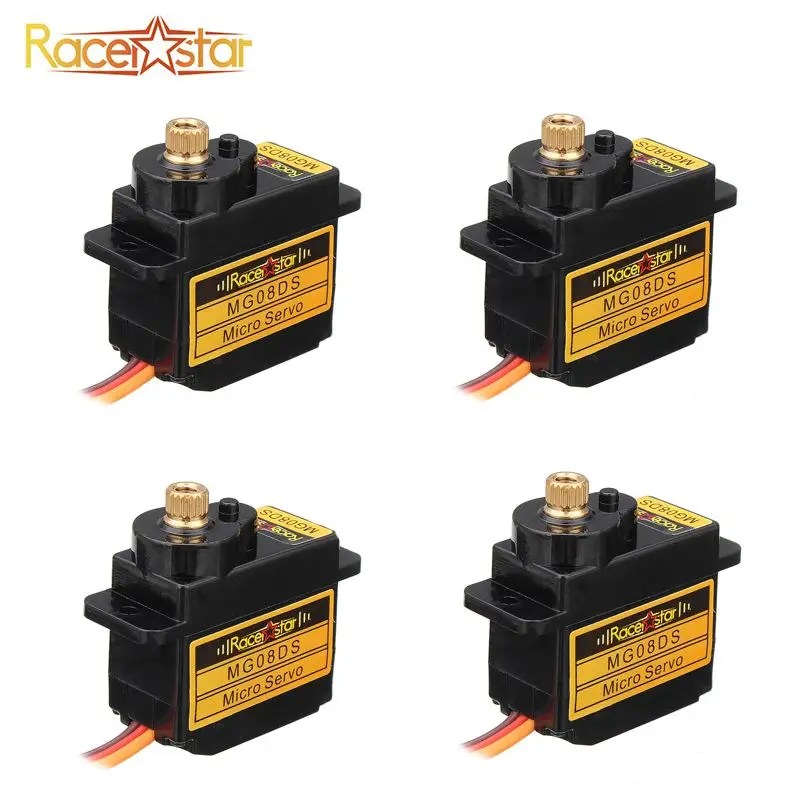 4 шт. Racerstar MG08DS 12g микро-металлическая передача Аналоговый сервопривод для RC