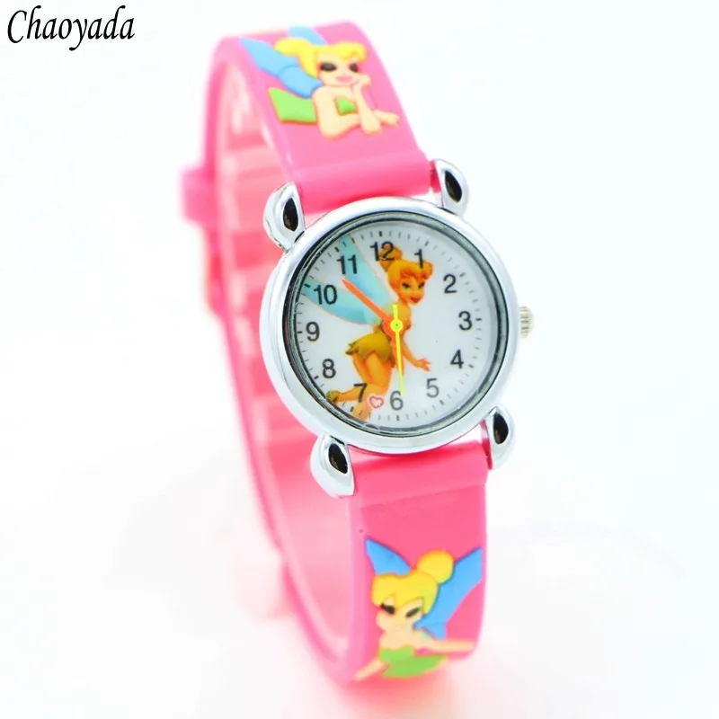 Princess Tinkerbell cartoon 3D children watches students kids wristwatch watches Free Shipping 1pcs