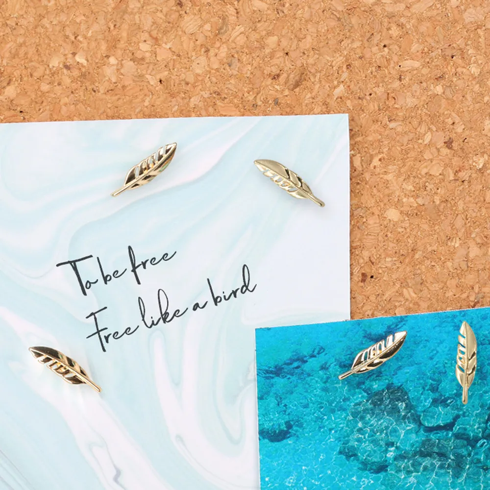 light blue push pins gold style feather pin