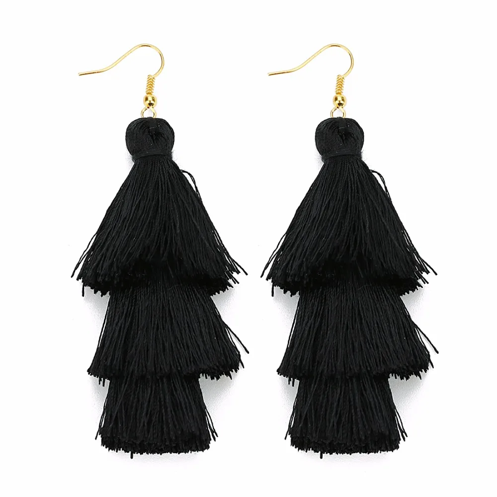 LOULEUR 3 Layered Bohemian Fringed Cheap Statement Tassel Earrings High Quality Brand Fashion Women Drop Dangle Earring Jewelry - Image 4