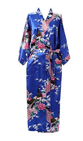 Абсолютно свадебный халат для невесты, Атласный халат из искусственного шелка, ночная рубашка для женщин, кимоно, одежда для сна с цветами размера плюс S-XXXL S02D - Цвет: As the photo show