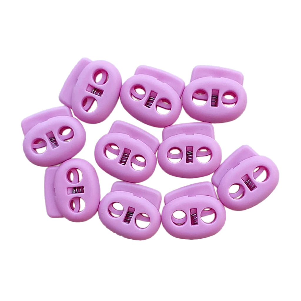 MagiDeal 10pcs Plastic Cord Lock Stoppers Dual Hole Spring Stop Toggle Stopper for Cord Drawstring 5mm Tent Accessories 