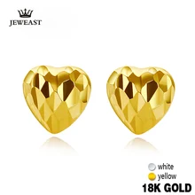 18k Pure Gold Earring White Rose Yellow Heart Fine Classic Jewelry Women Mother Girl Gift Trendy