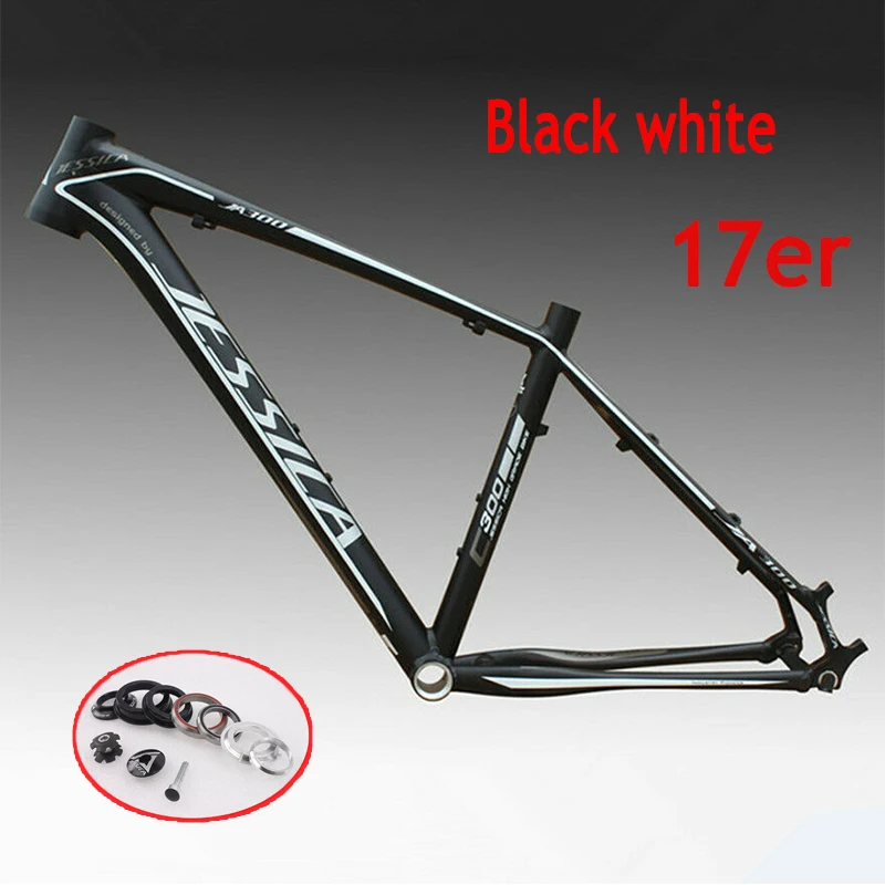 BlackWhite-17in JESSICA 15,5 17 дюймов 26er Mtb рама набор рамок для горных велосипедов велосипед Алюминиевый сплав 7005 Superlight конические трубы рамы BSA 68 мм - Цвет: BlackWhite-17in