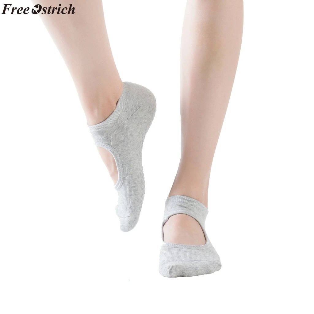 

FREE OSTRICH Women Socks Anti-slip Five Fingers Backless Silicone Non-slip Socks Ballet Gym Fitness Sports Cotton Socks