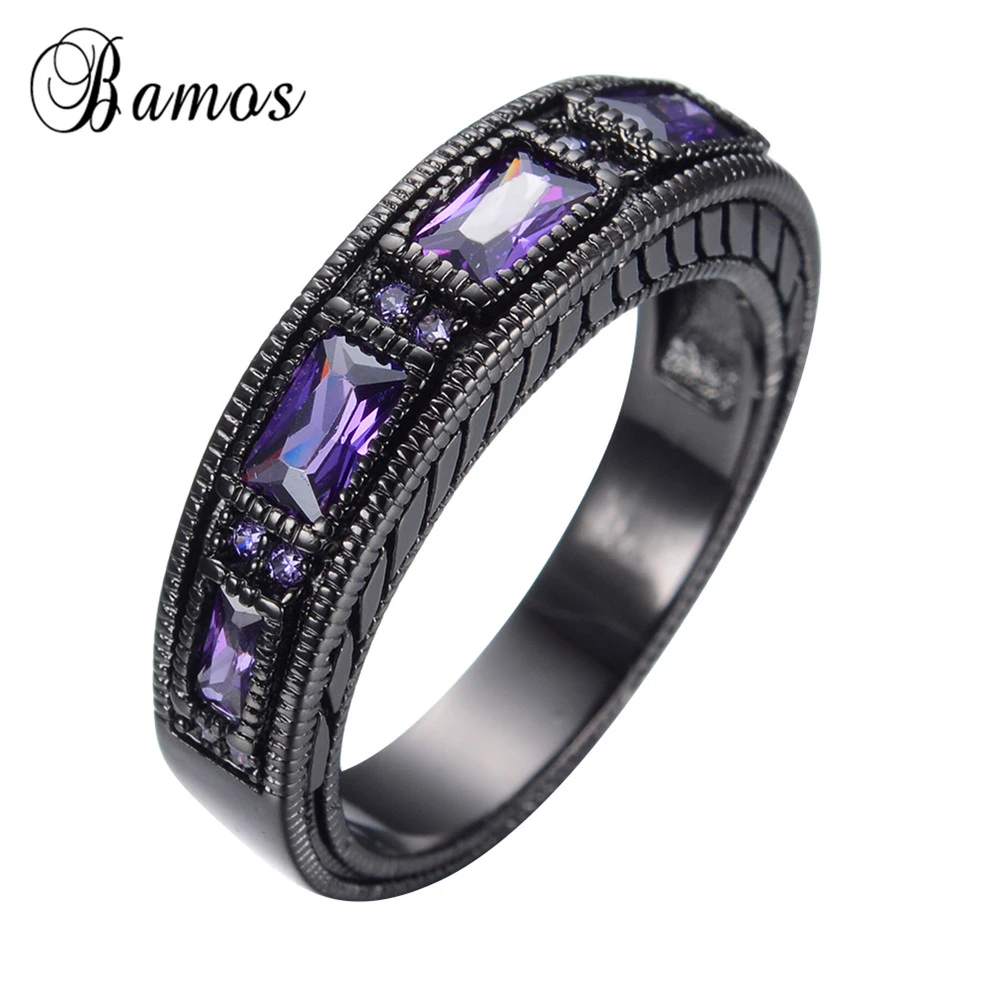 T-Ring Romantic Purple Zircon Black Gold Filled Ring Vintage Jewelry for Women Wedding Engagement Rings T-Ring Romantic Purple Zircon Black Gold Filled Ring Vintage Jewelry for Women Wedding Engagement Rings