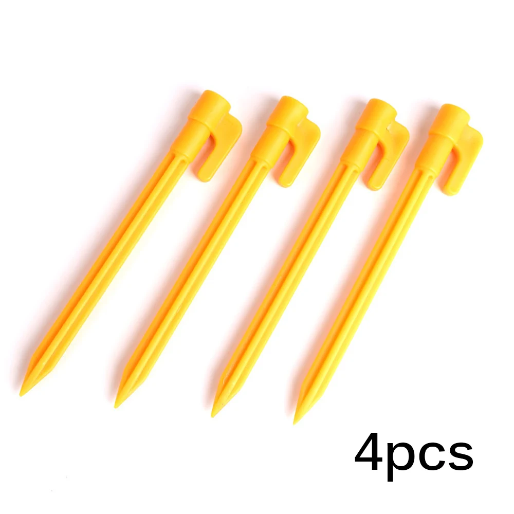 

4pcs Camping Stakes Durable Plastic Hold Outdoor Beach Towel Stakes for Outdoor Picnics on a Blanket or Mat Yellow Camping Mat