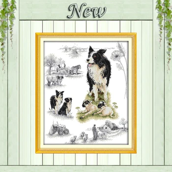 

Herding dog diy cute animal painting counted printed on canvas DMC 14CT 11CT chinese Cross Stitch Needlework Set Embroidery kits