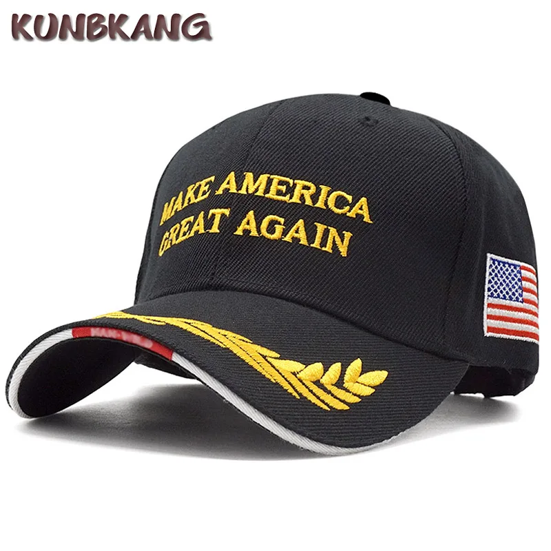 Бейсбольная кепка с флагом США козырьком и надписью Make America Great Again мужская Кепка