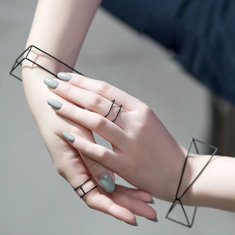 Короткий черный геометрический браслет для женщин минималистичный квадратный браслет Femme Bijoux простой браслет, украшения