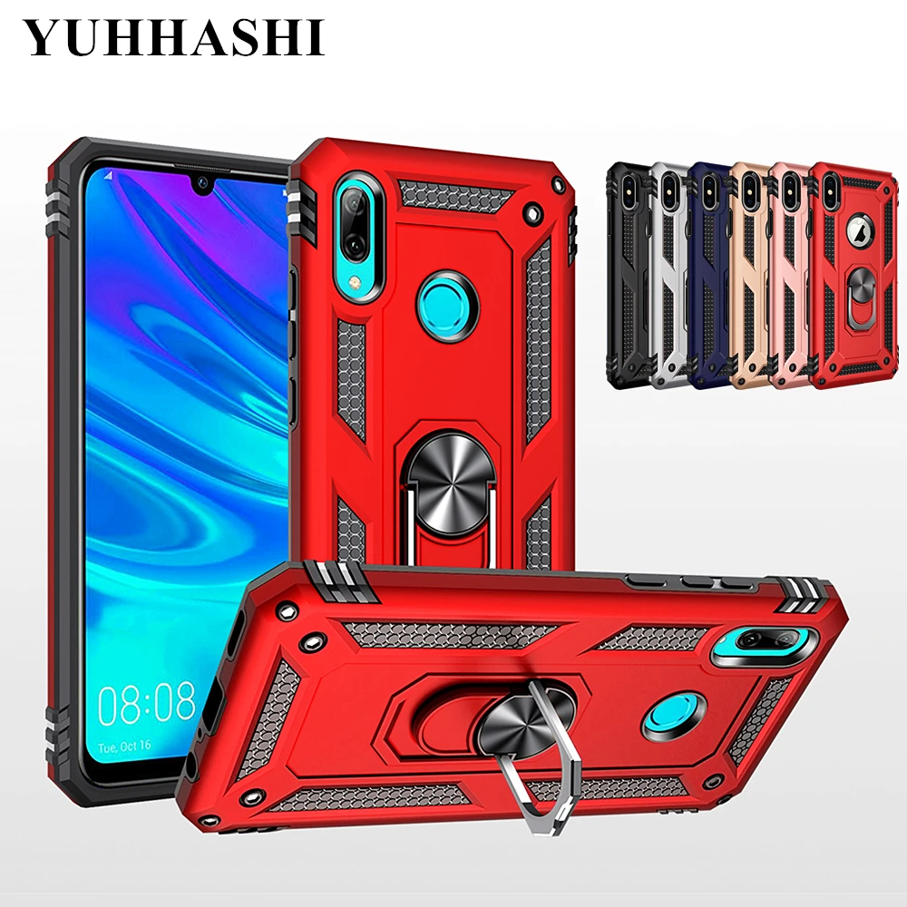

Luxury Case For Huawei P smart 2019 Armor Silicone Bumper Magnetic Shockproof Ring Support Anti-knock For Honor 10 Lite Cover