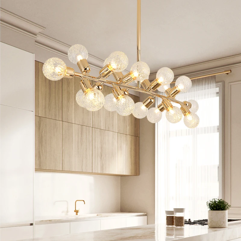 Modern Gold Living Room Bedroom Minimalist Restaurant Pendant Light Nordic Decoration Glass Ball Pendant Lamp