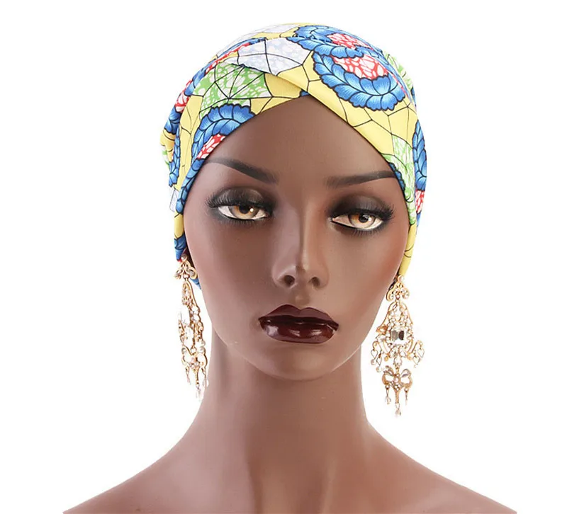 Новая богемная печатная Кепка тюрбан губка мусульманская шляпа этнический костюм шляпа шапочка для химиотерапии женские банданы головные уборы аксессуары для волос