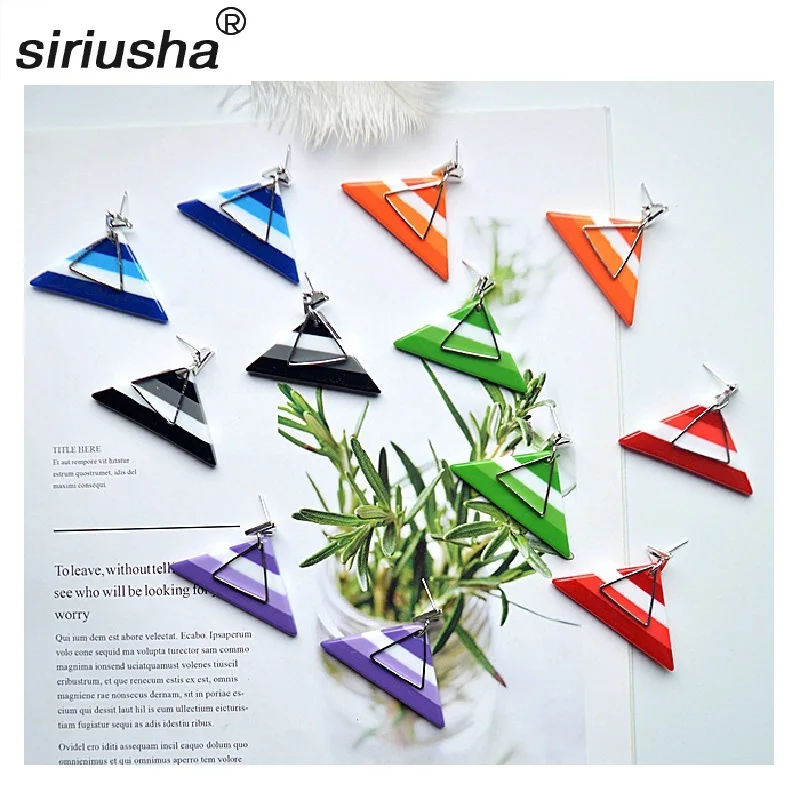

Summer Triangle Earrings Temperament Striped Earrings Girls Wild Candy Color Cute Personality Geometry Wholesale Spot S166