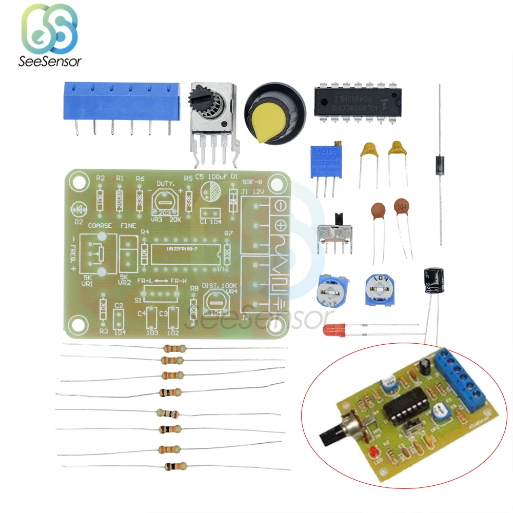 1 компл. ICL8038 монолитная функция генератор сигналов модуль DIY Kit синус квадратный треугольник электронная доска DC 12 В