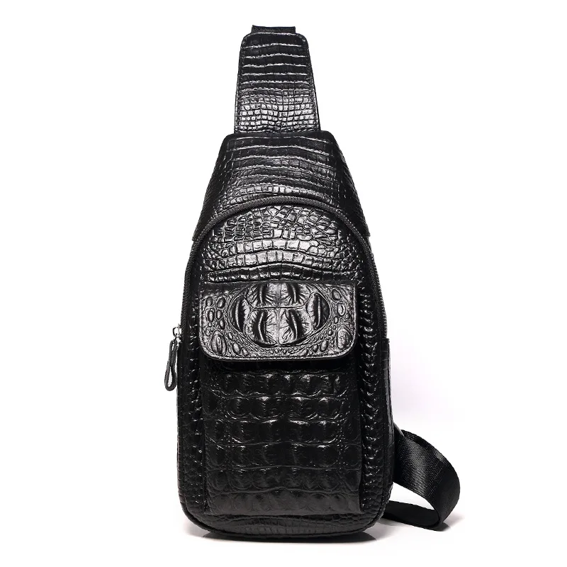 

2019 NEW chest bag Genuine leather men messenger bags famous brand crocodile Pattern Male chest bag business men shoulder bag