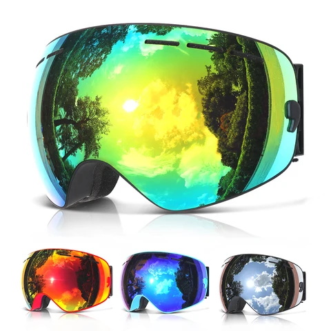 Óculos de Esqui Snowboard para Mulheres dos Homens Óculos de Neve Copozz Marca Profissional Dupla Camada Lente Anti-nevoeiro Uv400 Grandes
