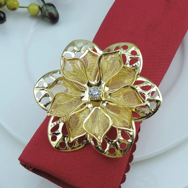 

6PCS metal napkin ring openwork floral napkin ring banquet jewelry