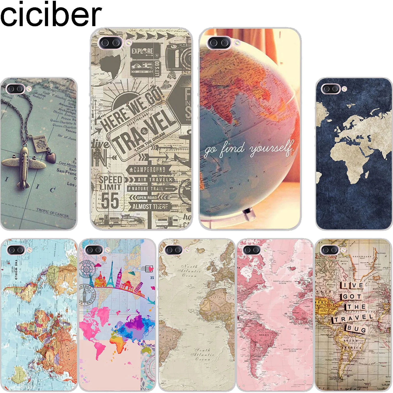 

ciciber Travel Map For ASUS ZenFone 5 4 3 3S Max Pro Plus Laser Deluxe Selfie Z Q Lite Soft Silicone Cover Clear TPU Phone Cases