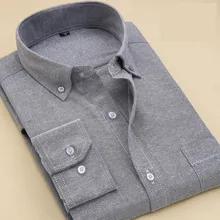 Мужские повседневные рубашки с пуговицами на пуху, высокое качество, оксфордская хлопковая рубашка, деловые формальные рубашки с длинными рукавами, мужские рубашки Chemise Homme