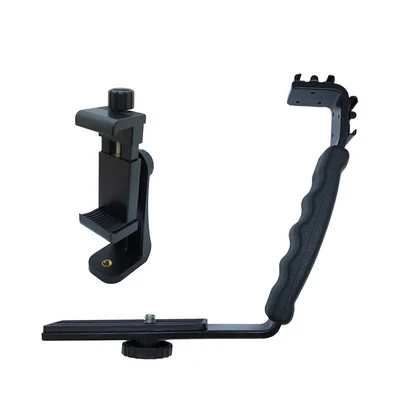 

Flash Bracket Mount Hot Shoe With Phone Clip Tripod For Camcorder Mic Microphone Video for Gopro Smartphone DSLR Action Camera