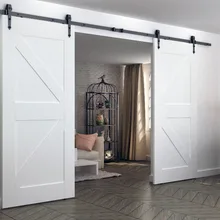 DIYHD 244 см-400 см сверхпрочные стрелы колеса деревенский черный двойной оборудование для раздвижной двери сарая, чтобы повесить 2 двери