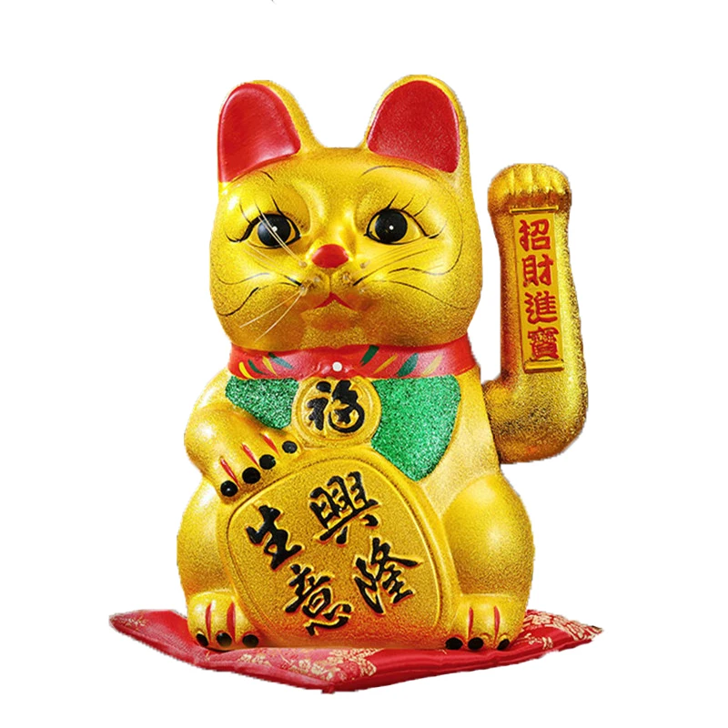 Милый 7 дюймов золото керамика Lucky Cat фигурки Фен Шуй богатство украшения электрический махать трясущимися руками украшения дома аксессуары