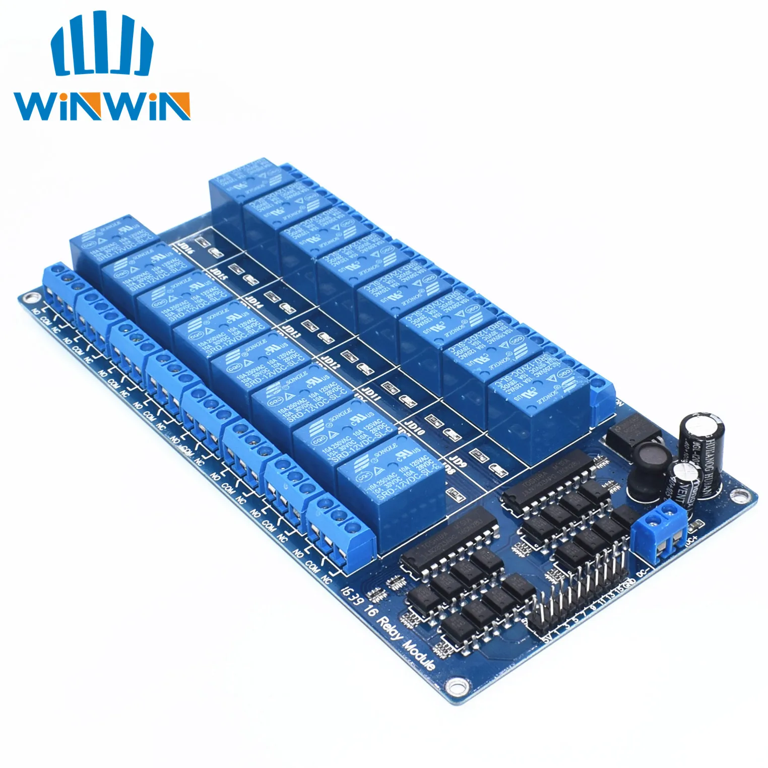 

1pcs 12V 16 Channel Relay Module ARM PIC AVR DSP Electronic Relay Plate Belt optocoupler isolation