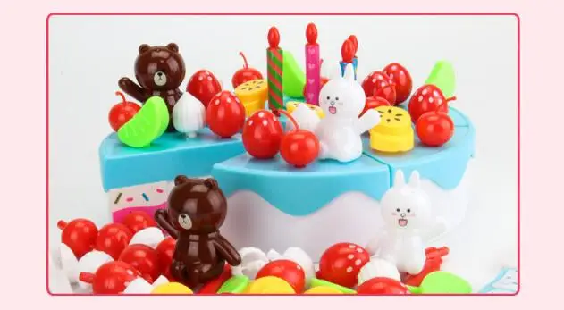 1 комплект DIY ролевые игры фрукты разрезание торта ко дню рождения кухонная игрушечная еда игрушка розовый синий подарок для девочек для детей YH1144