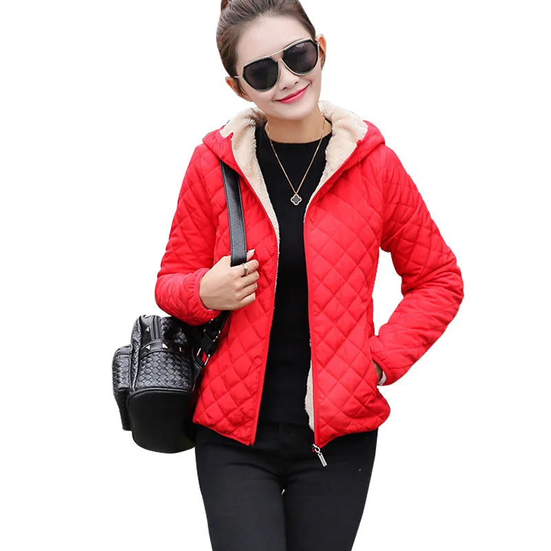 Autumn 2017 Parkas basic jackets Female Women Winter plus velvet lamb