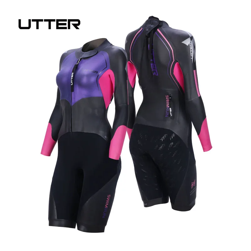 Utter Donna Viola Swimrun Gambe Corte Pelle Liscia Triathlon Suit Yamamoto Neoprene Costume Da Bagno Muta Da Surf Per Costumi Da Bagno