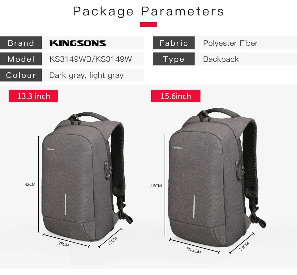 Kingsons, мужская сумка, 1" 15", usb зарядка, рюкзаки, Противоугонный рюкзак, сумка для ноутбука, сумки, мужские, женские, модные, дорожные сумки, нейлон