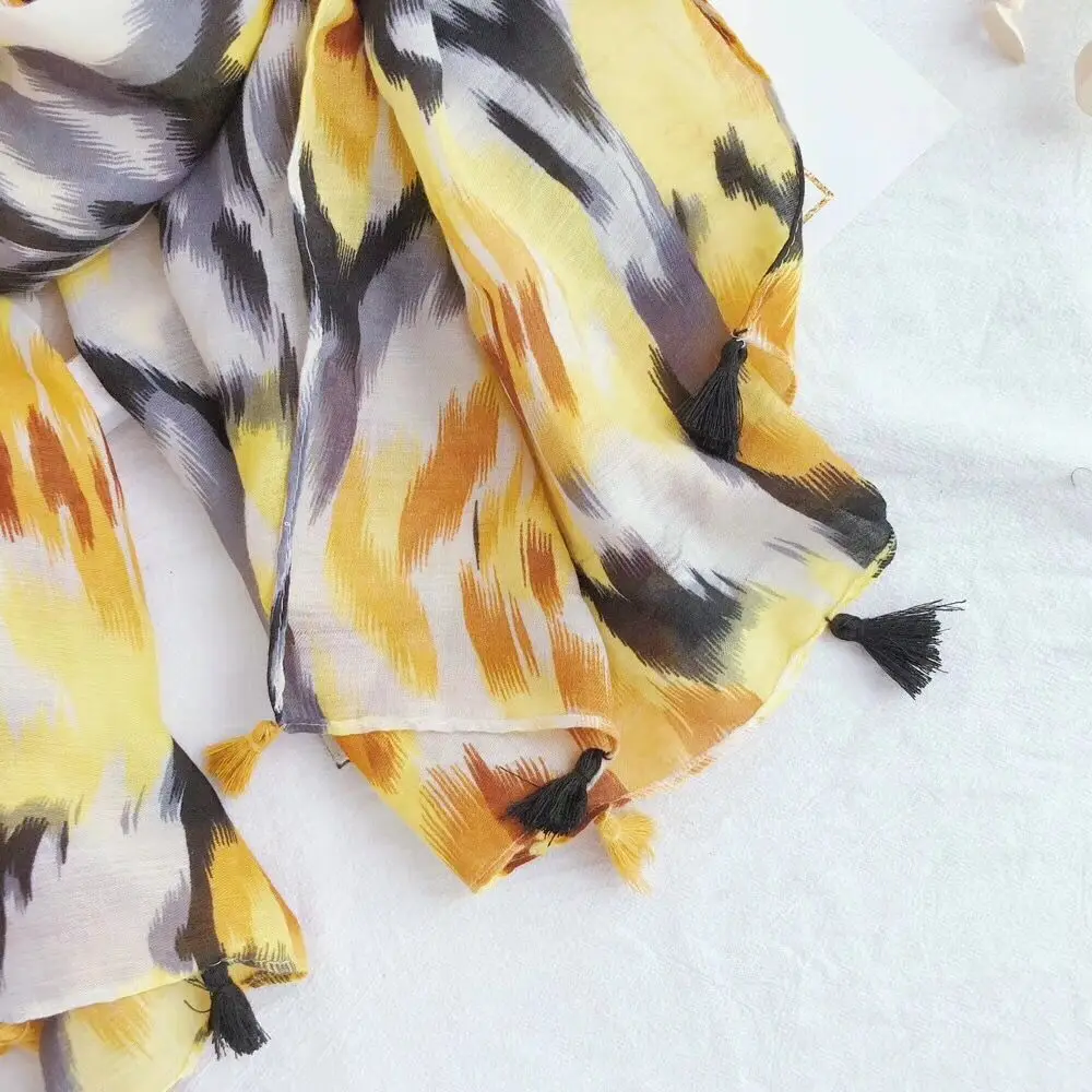 Moda invierno mujer 2019 хлопковая вискоза накидка для пляжа шарф, летний цветочный шарф с кисточками и принтом, шаль и шарфы, богемные sjaal