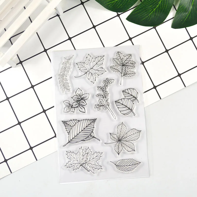 

Leaves Transparent Clear Stamp for Scrapbooking Transparent Silicone Rubber DIY Photo Album Decor