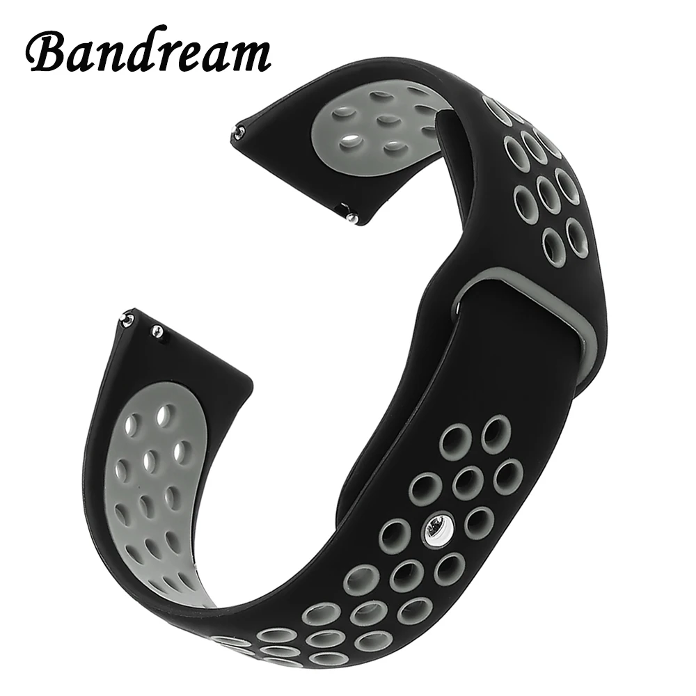 

Double Color Silicone Rubber Watchband 20mm 22mm for Samsung Galaxy Watch Active 42mm 46mm SM-R810/R800 Band Quick Release Strap